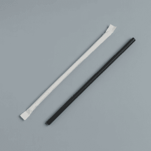 7 3/4" Jumbo Black Wrapped Plastic Straw - 12,000/Case