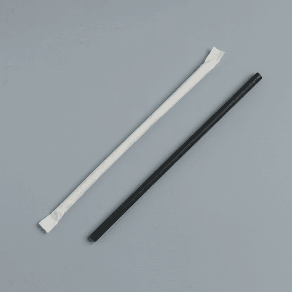 7 3/4" Jumbo Black Wrapped Plastic Straw - 12,000/Case