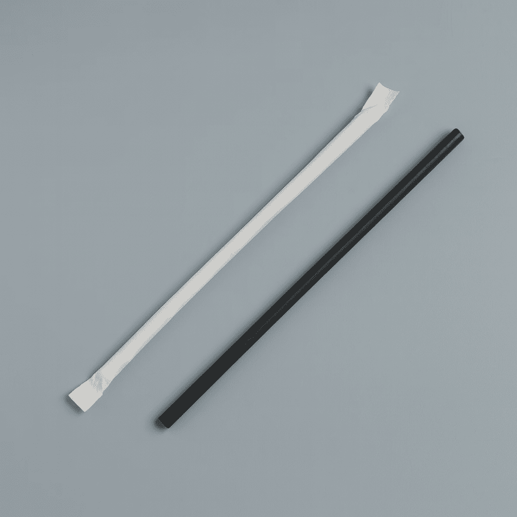 7 3/4″ Jumbo Black Wrapped Plastic Straw – 12,000/Case